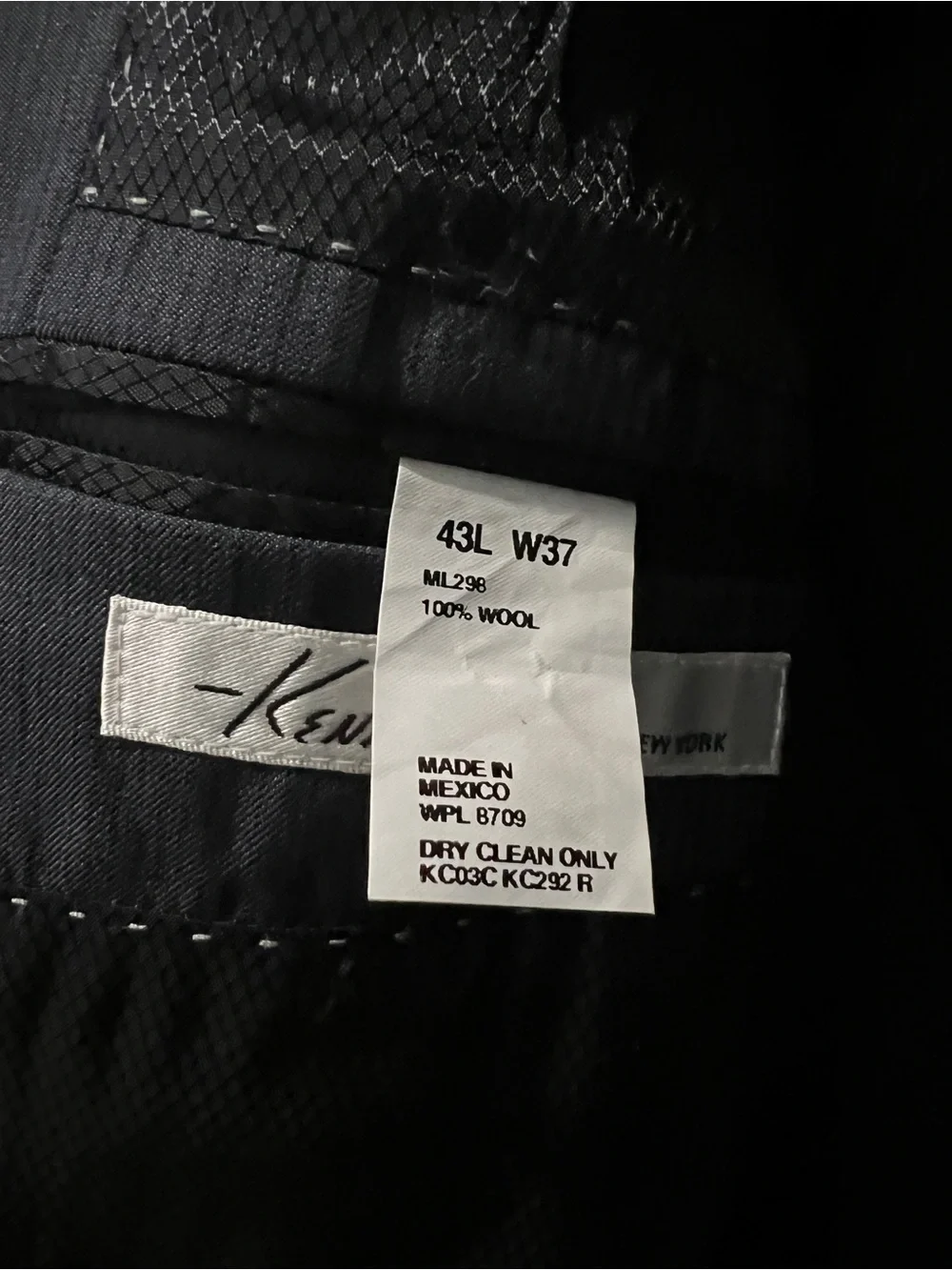 Kenneth Cole New York Men’s 100% Wool Suit Jacket – Charcoal Gray – 43L
